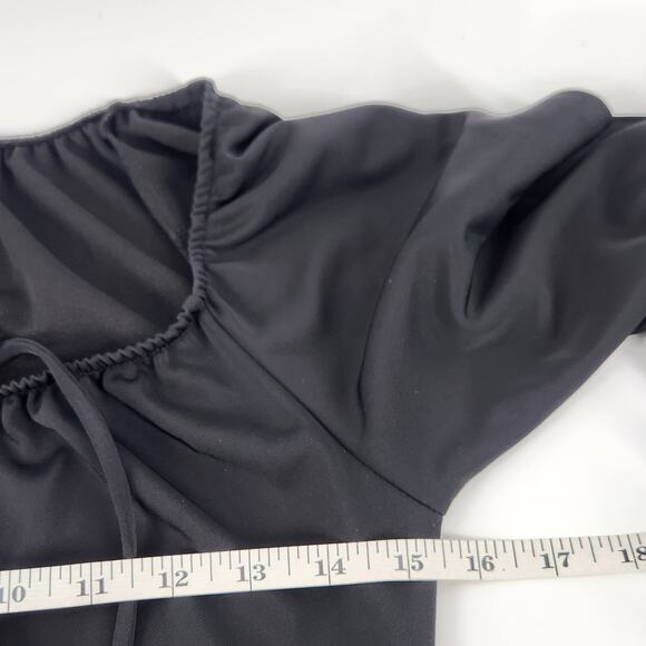 XOXO Madison Keyhole Tie Mini Dress Size Medium Black Cut Out Sleeves Y2K 90s - Picture 7 of 8